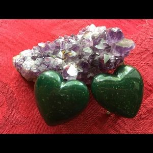 Green heart earrings